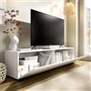 Dmora Mobile Porta TV Zagnoni 42x180x42h cm Bianco Un Ripiano Un'anta, 2 Vani