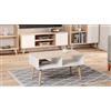 Dmora Basso da Soggiorno, Tavolino Porta riviste con 2 scaffali e Piedini, Stile Scandi, cm 55x90h55, Colore Bianco e Rovere