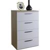 Composad | Cassettiera 4 Cassetti della Linea Sposami per Camera da Letto, Cassettone Camera, Mobile Contenitore, (LxAxP): 69,4x108,2x44,4 cm, Rovere Mielato e Grigio Cashmere Laccato, Made In Italy