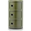 Kartell Componibili Contenitore 3 Elementi, ABS, Base Tonda, Verde, 32 x 32 x 59 cm
