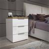 Dmora Comodino Kampala, Comò Basso, Tavolino da Notte, Mensola da Letto, Made in Italy, 45x43h55 cm, Bianco Lucido e Rovere