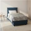 Dmora Letto Singolo Cassiopea, Letto Contenitore con Rivestimento in Tessuto, 100% Made in Italy, Apertura Frontale, Adatto per Materasso Cm 80x200, Blu