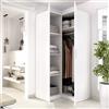 Dmora Guardaroba 2 Ante Cavo 95x204h cm Bianco Appendiabiti Cassetti, Armadio Camera da Letto 4 Ripiani