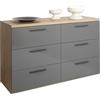 Composad | Cassettiera Doppia della Linea Sposami 6 Cassetti, per Camera da Letto, Cassettone, Mobile Contenitore, (LxAxP): 136,2x82,6x44,4 cm, Rovere Mielato e Grigio Titanio Laccato, Made In Italy