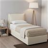 Talamo Italia - Letto singolo Gemma, Letto contenitore con rivestimento in tessuto, 100% Made in Italy, Apertura frontale, adatto per materasso Cm 80x200, Beige
