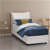 Talamo Italia - Letto singolo Naomi, Letto contenitore con rivestimento in ecopelle, 100% Made in Italy, Apertura frontale, con materasso Cm 80x200 incluso, Bianco