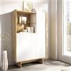 Dmora Credenza MonteOlivo 30x81x138h cm Bianco 4 Ripiani 6 Vani, Madia 2 Ante