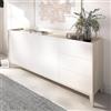 Dmora Credenza Tuono 40x150x78h cm Bianco 3 Cassetti un Ripiano, Madia Apertura Battente, Scorrevole