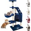 Beltom® TIRAGRAFFI PER GATTO 120 CM GIOCO PARCO GIOCHI CUCCIA GATTI GRAFFIATOIO SISAL ALBERO CUCCE TIRA GRAFFIO PALESTRA - Blu