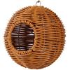 Generic Casetta per uccelli in finto rattan, per esterni, gabbia da giardino, nido intrecciato, nido ventilato per gabbia, casetta per uccelli da giardino (1 foro)