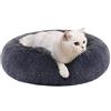 Feandrea Cuccia Cane Interno, Cuccia per Cani, Lettino per Animali Domestici a Ciambella, Cuscino Sfoderabile e Lavabile, Tappeto di Peluche, Diametro 50 cm, Grigio Scuro PGW037G02