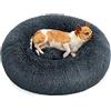 Feandrea Cuccia Cane Interno a Ciambella, Sfoderabile, Diametro 60 cm | Lettino per Animali Domestici, Cuscino Lavabile, Tappeto di Peluche, Grigio Scuro, Collezione BOBBEE PGW038G02