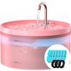 BEMOONY Rosa Fontanella per Gatti, 6 Pezzi Filtro + 3 Pezzi di Spugna, 3.2L Fontana per Gatti, Fontanella per Cani Pompa Ultra-Silenziosa con Luce Led, Filtraggio Profondo, Serbatoio Dell'Acqua Traslucido