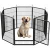 SunsGrove Recinto per Cani 8 Pannelli 100 cm con Porta Larga Recinto Antiruggine per Esterno Facile Installazione nel Terreno Ideale per Giardino Campeggio e RV Nero