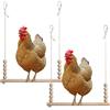 Guangyu Confezione da 2 altalene per galline in legno naturale, giocattolo per pollaio con piante, accessorio artigianale per gabbia e pollo, regalo per proprietari e amanti delle galline (38 cm)