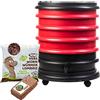 WORMbox | Vermicompostaggio 4 Vassoi Rosso + 500g di Vermi Lombrichi / 1000 pz. + 1 Cocco | 64 Litri | Compost di Rifiuti Organici Compostiera Vermifuga Lombricompostiera | Lombrichi = Humus lombrico