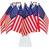AhfuLife 15pcs American USA Bandiere su Bastoni per Decorazioni del 4 Luglio, America Piccole Bandiere Portatile con 30cm Palo Bianco per le Decorazioni del Partito, Coppa del Mondo (15 pezzi)