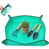 FIMJEP 1 Tappetino da Giardinaggio 50x50 cm Impermeabile in PE con 3 Attrezzi (2 Palette + 1 Rastrello) - Pieghevole, Antimacchia, Ideale per Rinvaso e Trapianto di Piante