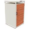 Parama Copribidone Singolo da Esterno 120L in Acciaio Zincato, Box Copertura per 1 Cassonetto Immondizia, Pannelli Effetto Legno e Profili Bianchi, Salvaspazio Giardino - 58x60x105,5 cm