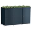 Metzler box pattumiere design antracite con tetto vegetale 3x240L, struttura in alluminio resistente e chiudibile