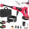 Worshow Idropulitrice a Batteria,120 bar/1700 PSI Idropulitrice Portatile con 2 x 3000mAh Batterie, Ugello 6 in 1 & Tubo da 5m per Pulire Pavimenti, Auto, Giardini - rosa