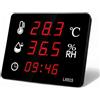 CAMTHON® Stazione Meteo con Sensore Esterno e Igrometro - Stazione Meteorologica Digitale con Termometro e Orologio LED da Parete per Ufficio