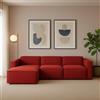 Talamo Italia - Divano fisso con penisola Licia, Divano componibile con chaise longue sinistra, Sofà moderno in tessuto, 100% Made in Italy, Cm 340x170h70, Rosso