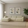 Talamo Italia - Divano fisso con penisola Jessica, Divano componibile con penisola sinistra, Sofà moderno in tessuto, 100% Made in Italy, Cm 300x170h70, Beige