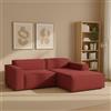 Talamo Italia - Divano fisso con penisola Patrizia, Divano componibile a 2 posti con penisola destra, Sofà in tessuto, 100% Made in Italy, Cm 220x170h70, Rosso