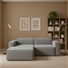 Talamo Italia - Divano fisso con penisola Nadia, Divano componibile a 2 posti con penisola sinistra, Sofà in tessuto, 100% Made in Italy, Cm 220x170h70, Grigio