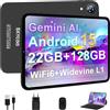 SKYEGG Tablet 10 Pollici Android 15 con Gemini AI, 22GB RAM+ 128GB ROM+2TB Esp., Widevine L1, Octa-Core, WiFi 6, BT 5.0, 6000mAh, Fotocamera 8/5 MP, con Tastiera, Mouse e Custodia, Corpo in Metallo, Grigio