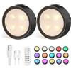 Onumii Luce Sottopensile Cucina LED Ricaricabile Batteria Luci con Telecomando Senza Fili Lampada con Magnete Cangiante di Colore per Vetrina Armadio Scaffali (2pcs Nero)