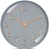 Aolso 30 cm (12 pollici) Orologio da Parete Moderno Silenzioso,Orologio da Muro al Quarzo Circolare Facile Lettura,Movimento al Quarzo per Camera da Letto, Soggiorno, Cucina, Ufficio-Grigio + Oro Rosa