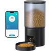 POOEKEN Distributore Automatico Cibo Gatti Cani WiFi: Dosatore Crocchette per Animali Domestici con 10S Registrazione - Mangiatoia Automatica per Cibo Distributore Crocchette Gatto Timer Nero 6L