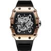 DAXIAOYU Trendy Cool Tonneau Orologio Hollow Out Scheletro Grande Quadrante Orologi per Gli Uomini Quarzo Impermeabile Cinturino In Silicone Sport Business Luminoso Orologio Da Polso, Oro rosato, Moda