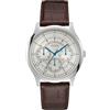 GUESS Orologio analogico al quarzo da uomo, 43 mm, cinturino in pelle marrone, cassa in acciaio, W1181G1, Cinturino