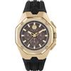 Philipp Plein Orologio analogico al quarzo da uomo, crono, ottagono, in silicone
