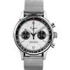 Sugess Orologio meccanico da uomo, 40 mm, con collo a cigno e maglia milanese bianco panda meccanico cronografo da uomo Seagull 1963 SUPANK031SN, Argento, 40mm, Bracciale