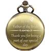 TREEWETO Orologio da tasca da uomo inciso per il padre della sposa, regalo per il padre della sposa, orologio da tasca con incisione Father of the Bride, regalo per matrimonio, Bronzo, Retro