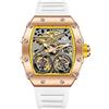 DAXIAOYU Tonneau - Orologio automatico da uomo, stile vintage, doppio tourbillon, impermeabile, luminoso, sportivo, meccanico, Giallo rosa, Lusso