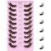 Leipple Mezze Ciglia Finte 3D Naturale Multipack 10 Paia, Pure Fatte a Mano, Cancella Banda Lungo Ingombrante Spessore Extension, Moda per il Trucco, Matrimoni di Feste (1002)