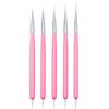 ZEOHBETY Pennelli per nail art, 5 pennelli per nail art, strumenti per punteggiare, set di pennelli per disegno artistico per linee lunghe, dettagli sottili, dimensioni 7/9/11/15/22 mm, rosa