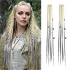 Generic Estensioni Dei Capelli Intrecciati Con Clip, Trecce Con Clip Da 2 Pezzi Con Perline E Ciondoli, Personalità E Moda For Giochi Di Ruolo E Styling Quotidiano(Light Blonde to Grey)