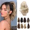 TESS Coda Capelli Extension, 30 cm Ondulato Coda Finta Capelli Con Clip ad Artiglio #613C Biondo chiaro Extension Coda Capelli Sintetico per Donna