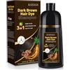 IIIMEIDU Hair Dye Shampoo 400ml, Shampoo Colorante Nero per Donna Uomo Copertura Dei Capelli Grigi Capelli Colorante Istantaneo (Marrone scuro)