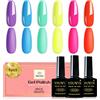 YSUVIN Smalto Semipermanente Neon, 6 Colori Serie Candy Arancio Fluo Ciano Blu Viola Semipermanente Unghie Kit, Smalto Per Unghie Soak Off UV/LED Lampada Diy Manicure Nail Art Set, 8ml