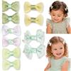 OULYMORE 10 Pz. Fermagli Capelli Bambina, Fiocchi Piccoli Fatti a Mano, Clip Completamente Rivestite in Tessuto, Fantasie Assortite per Neonate e Ragazze (Menta Primaverile)