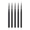 ZEOHBETY Pennelli per nail art, 5 pennelli per nail art, strumenti per punteggiare, set di pennelli per disegno artistico per linee lunghe, dettagli sottili, dimensioni 7/9/11/15/22 mm, nero