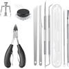 SEASJHBAY Kit di correzione per unghie incarnato professionale, pedicure, piede completo in acciaio inossidabile, correttore a leva regolabile, taglio ungueale spesso lama curva, doppio sollevamento ungueale