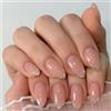 Cotabacuco Unghie Adesive, 24 Pezzi Press On Nails Almond & Press Ons, Unghie Press On Design Ombre con Glitter Argento, Riutilizzabili